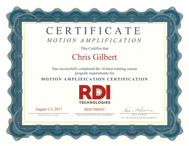 motion amplication certification from RDI